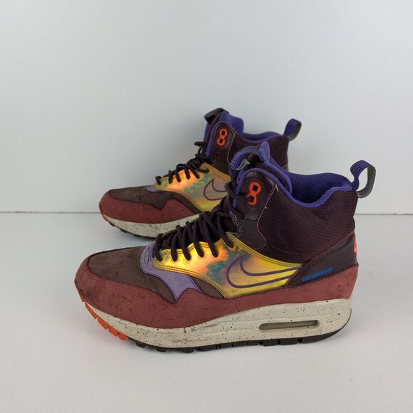 Nike Air Max 1 Sneakerboot Mid Deep Burgundy Iridescent 685269 600 W 7.5 | M 6. - Picture 2 of 9